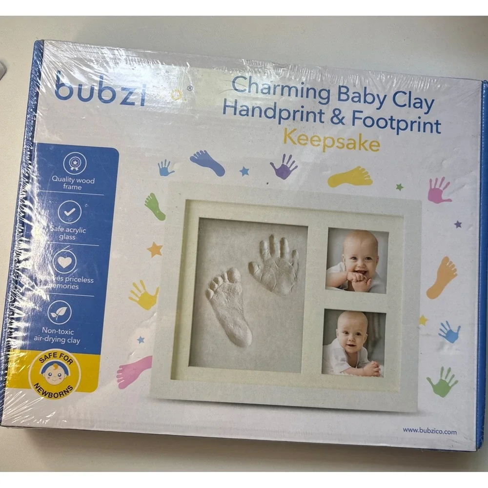 Bubzi Charming Baby Clay Handprint & Footprint Keepsake Kit ~NEW/SEALED w/ Frame